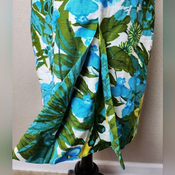 Talbots Retro Tropical Floral Hawaiian Woven Sleeveless Sheath Dress Size 10 - Picture 6 of 8